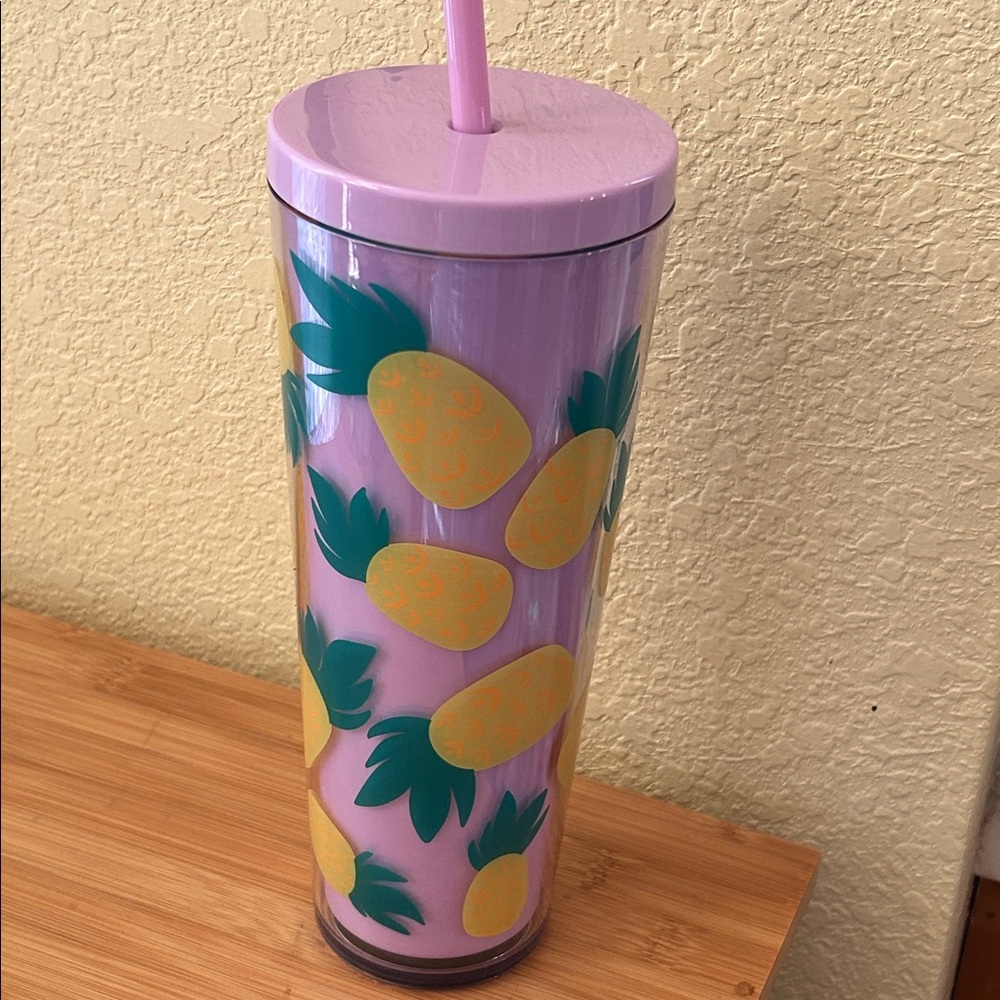 Purple Tumbler with Pineapple Design